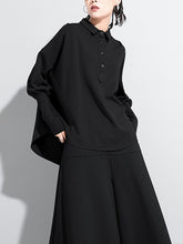 Women Lapel Color Block Long Sleeve Shirt